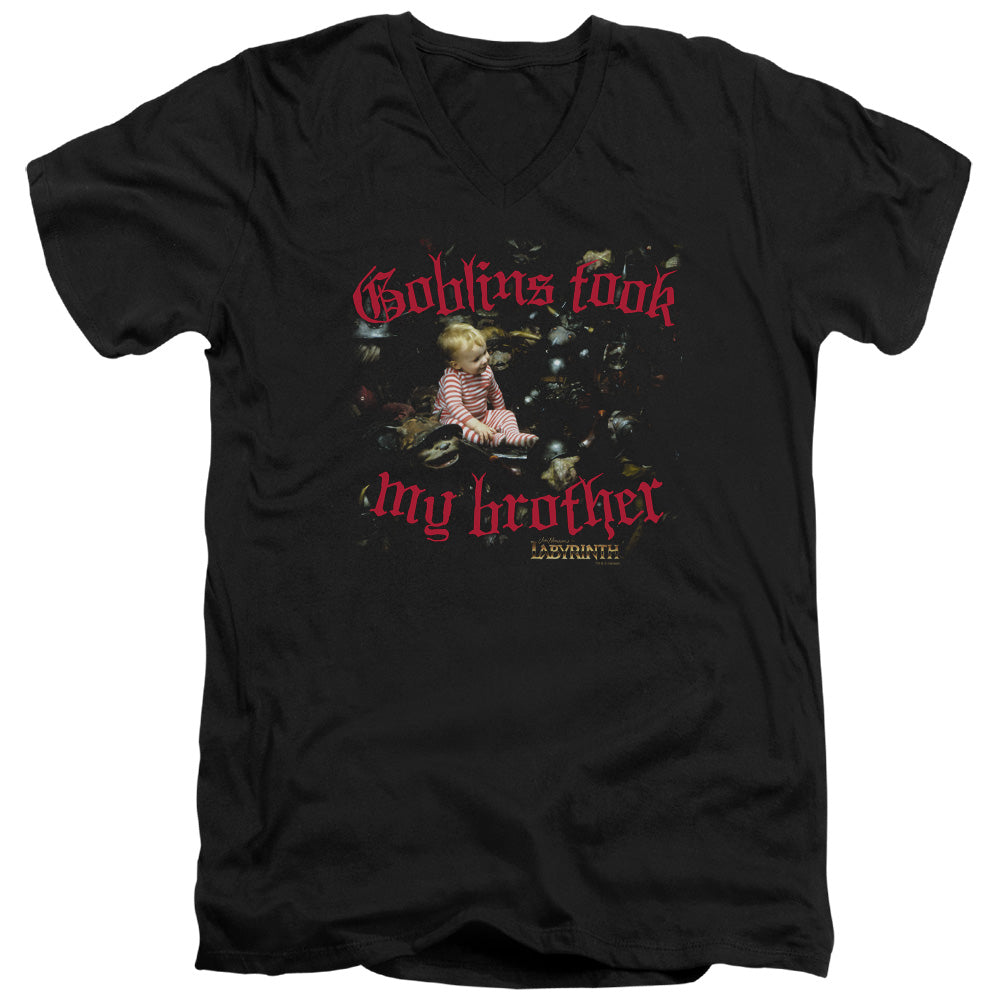 Labyrinth Goblins Took My Brother V-Neck T-Shirt