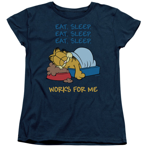 Garfield Works For Me Womens T-Shirt
