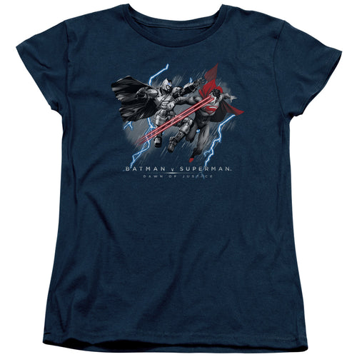 Batman v Superman Lightniing V Heat Vision Womens T-Shirt