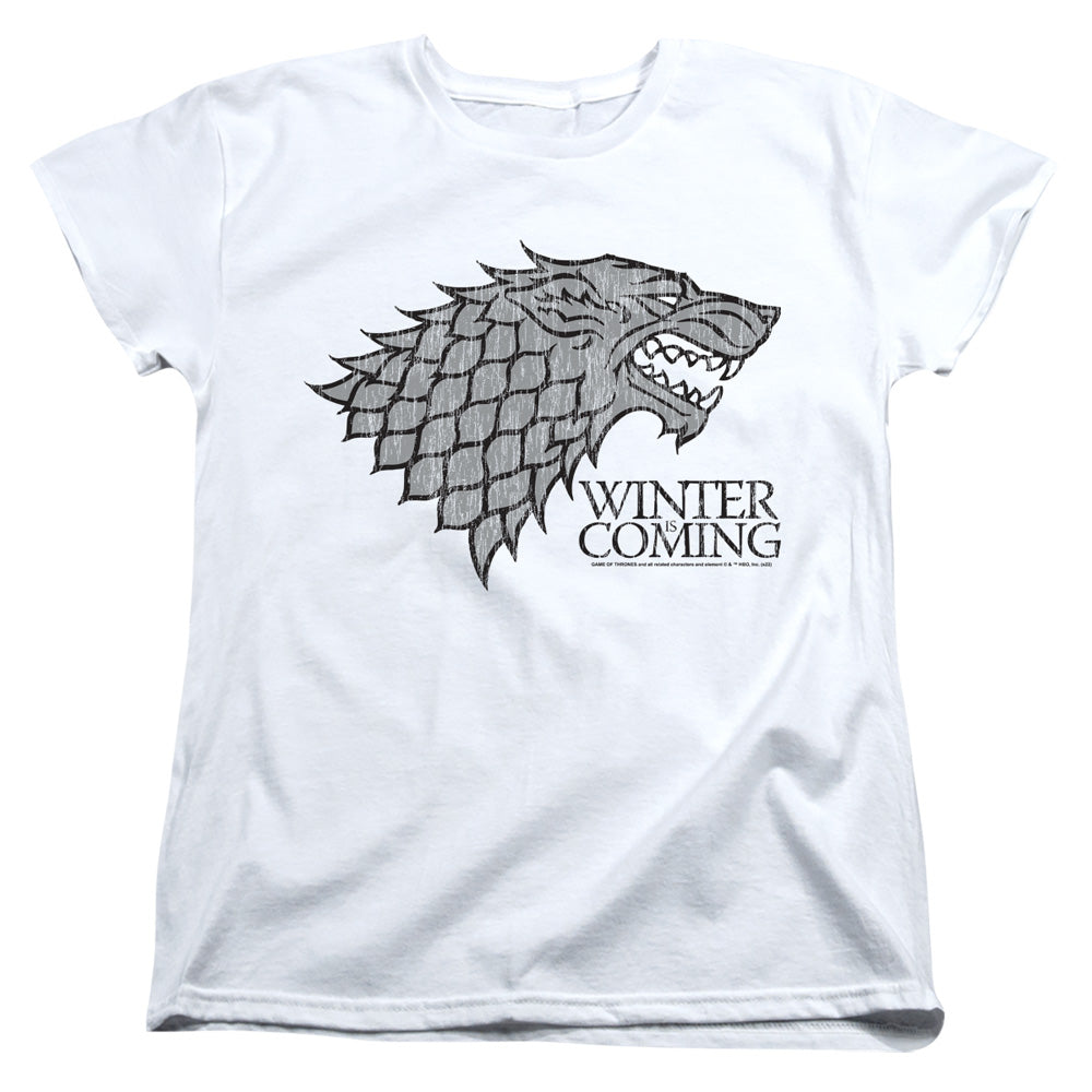 Game of Thrones Startk Winter Is Coming On White Womens T-Shirt