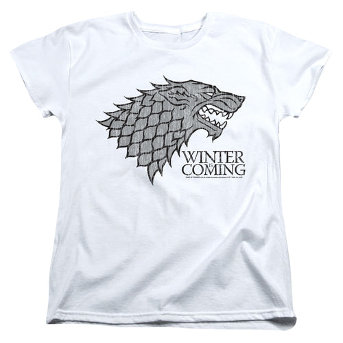 Game of Thrones Startk Winter Is Coming On White Womens T-Shirt