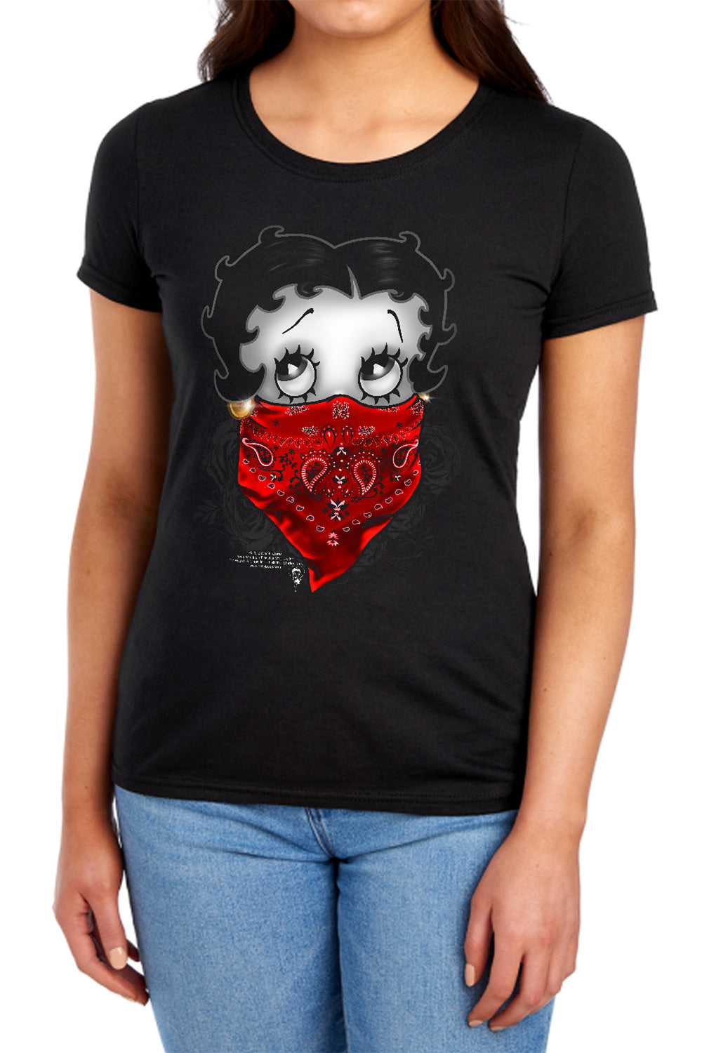 Betty Boop Bandana & Roses Womens T-Shirt