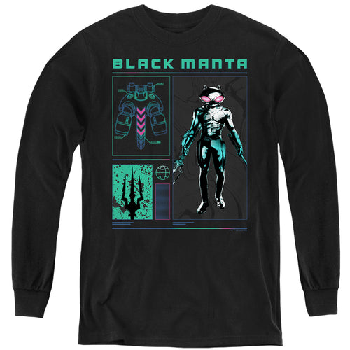 Aquaman Black Manta Stats Youth Long Sleeve T-Shirt