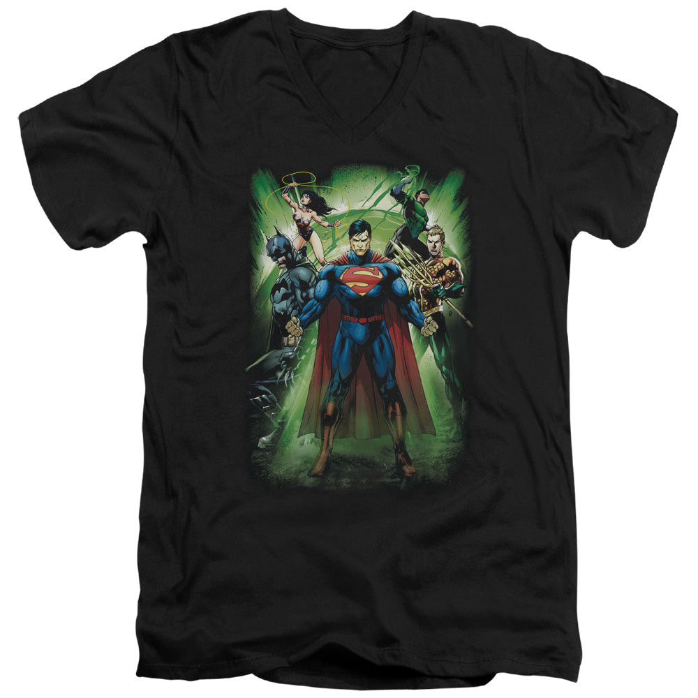 Justice League Power Burst V-Neck T-Shirt
