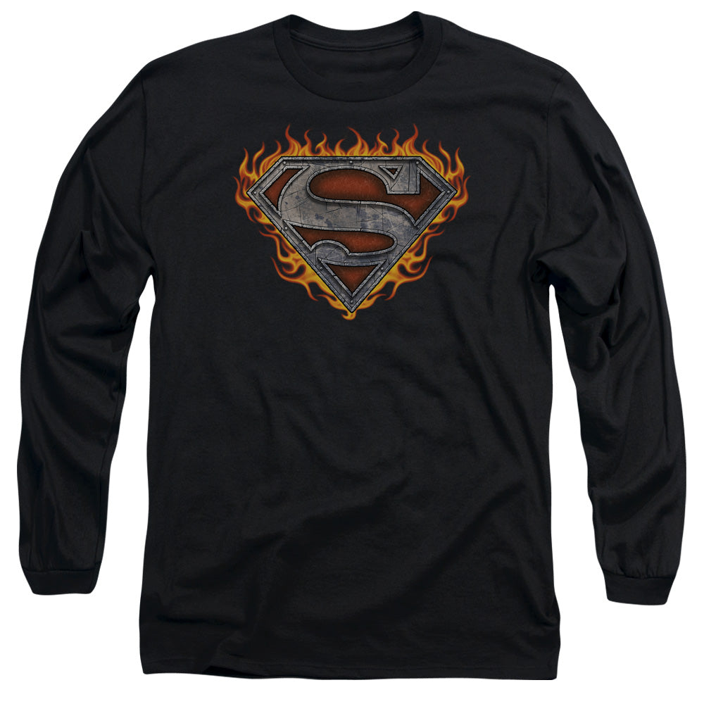 Superman Iron Fire Shield Long Sleeve T-Shirt