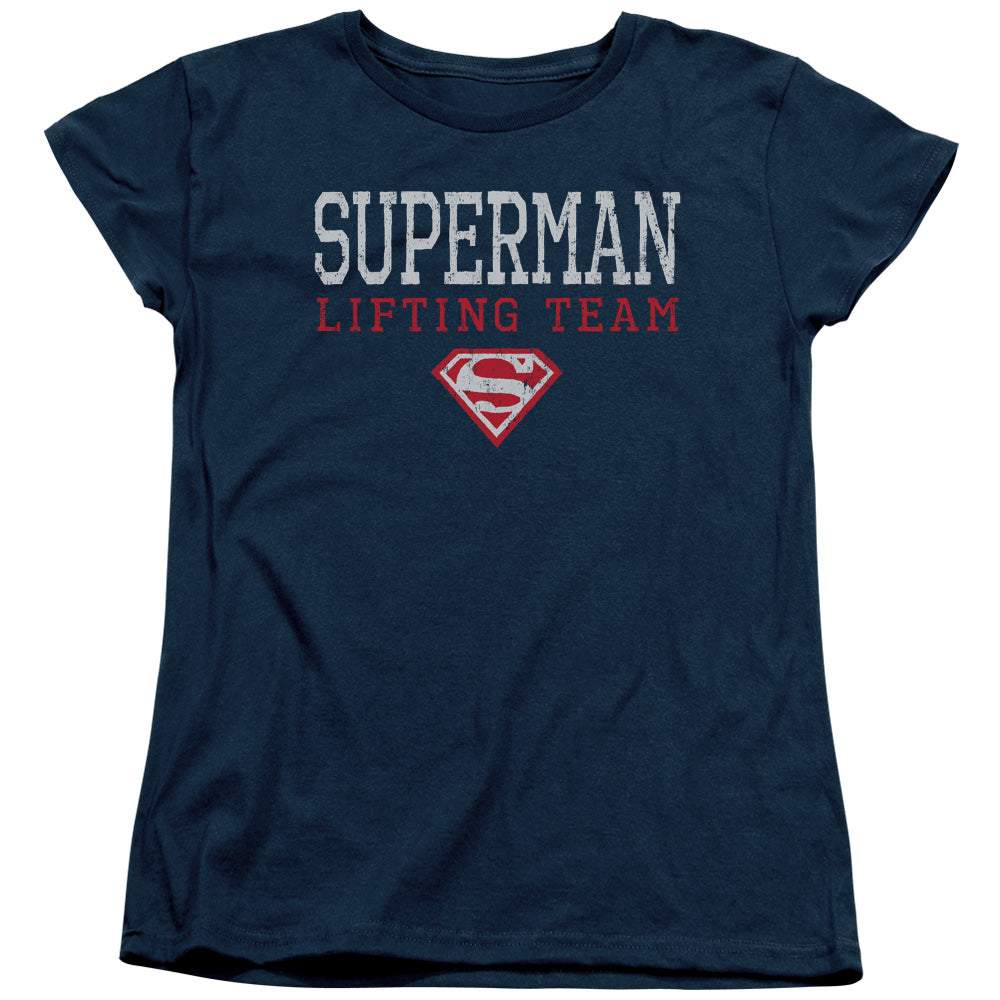 Superman Lifting Team Womens T-Shirt