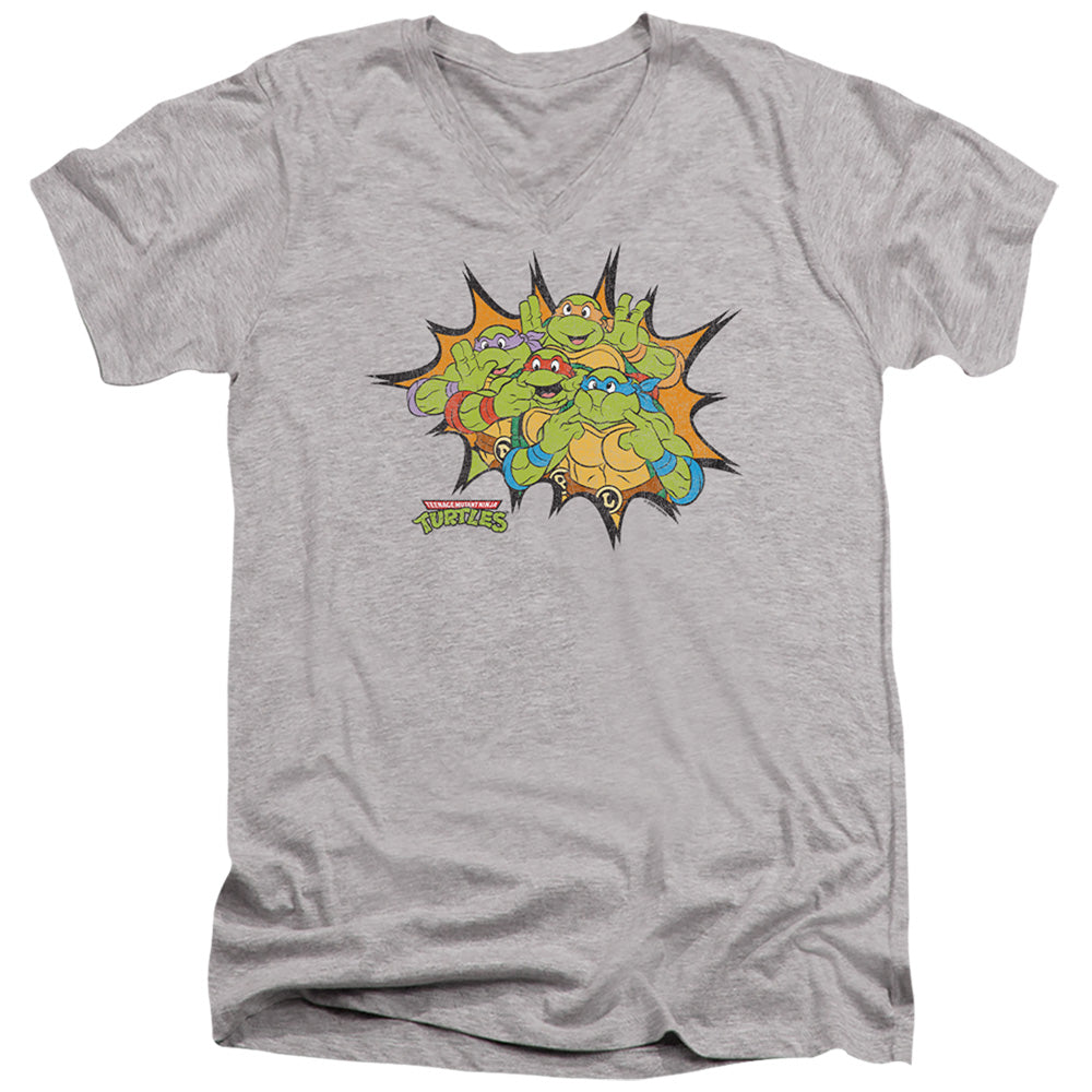 Teenage Mutant Ninja Turtles Funny Face Turtles V-Neck T-Shirt