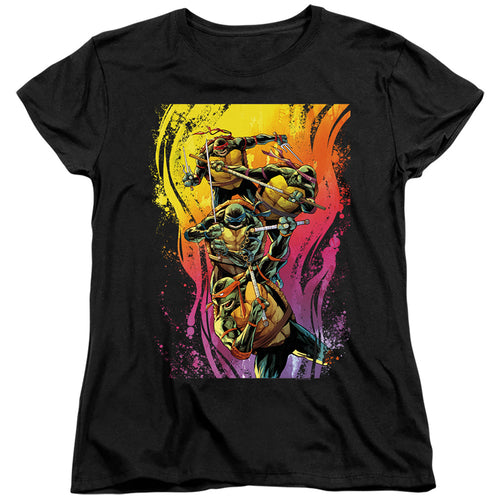 Teenage Mutant Ninja Turtles Hot Rainbow Warriors Womens T-Shirt