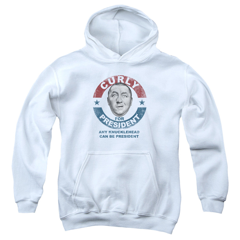 The Three Stooges Curly for President Any Knucklehead White Youth Hoodie