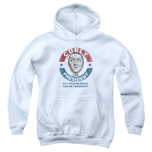The Three Stooges Curly for President Any Knucklehead White Youth Hoodie