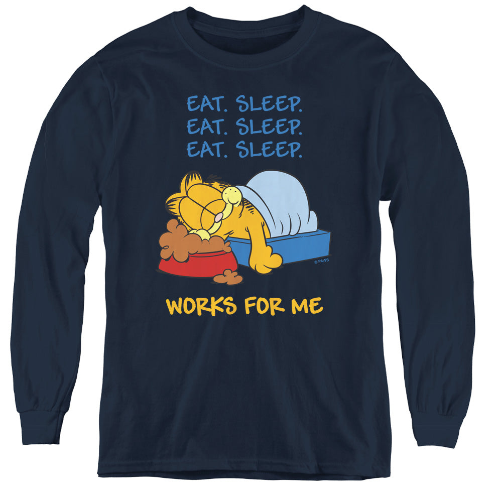 Garfield Works For Me Youth Long Sleeve T-Shirt