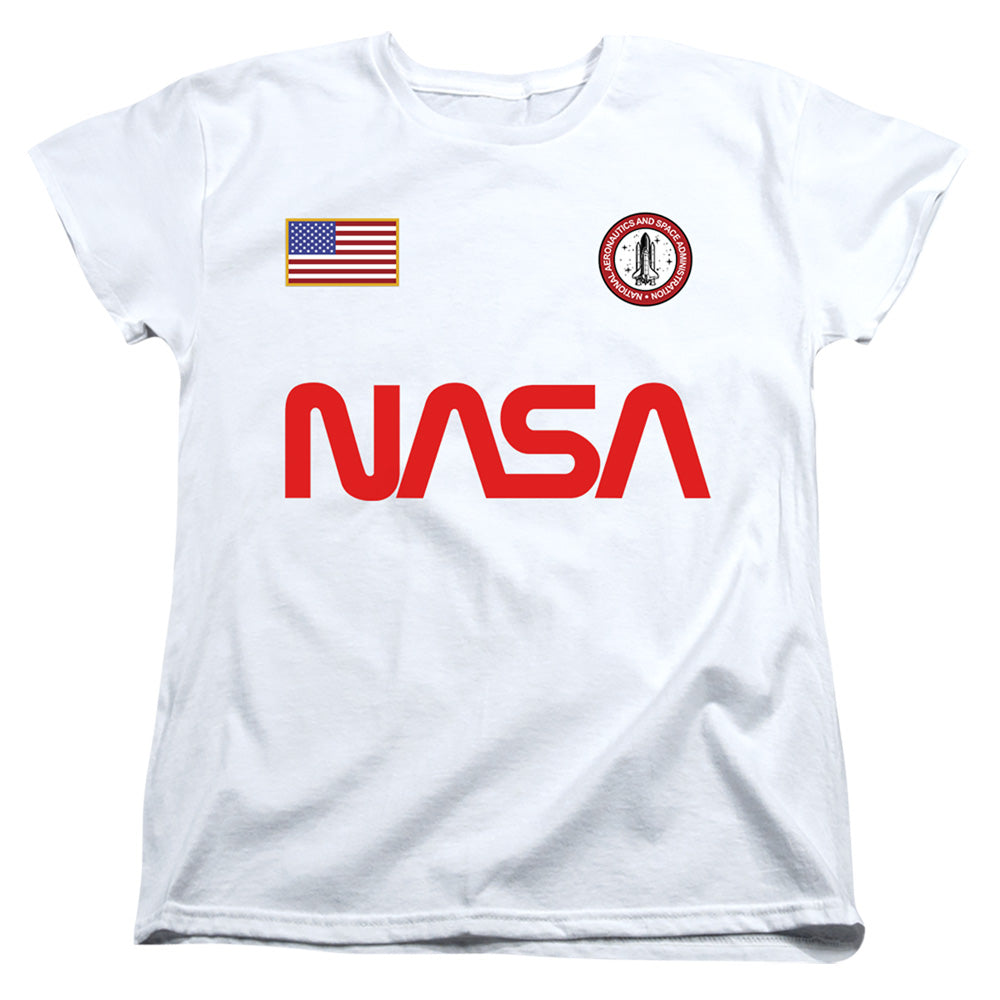 NASA Worm Logo and Flag Womens T-Shirt