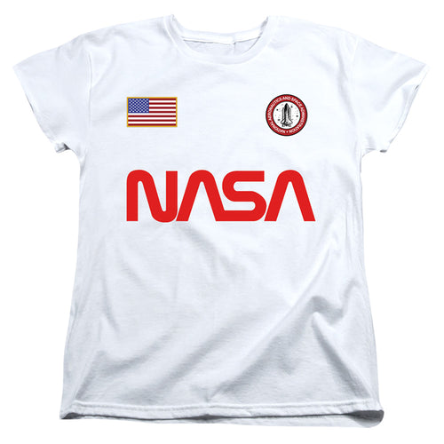 NASA Worm Logo and Flag Womens T-Shirt