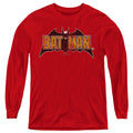 The Batman Vintage Bat Logo on Red Youth Long Sleeve T-Shirt