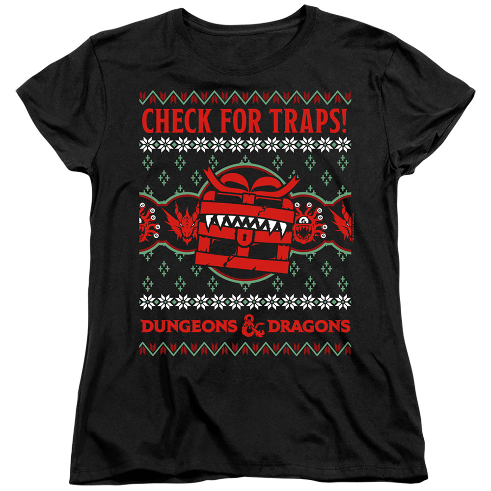 Dungeons & Dragons Check for Traps Ugly Christmas Womens T-Shirt