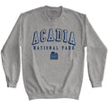 Graphite National Parks sweatshirt featuring National Parks Acadia National Park Collegiate design