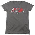 Batman v Superman Armor Splatter Logo Womens T-Shirt