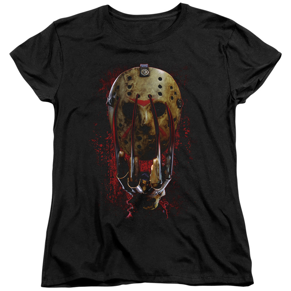 Freddy vs Jason Mask And Claws Womens T-Shirt