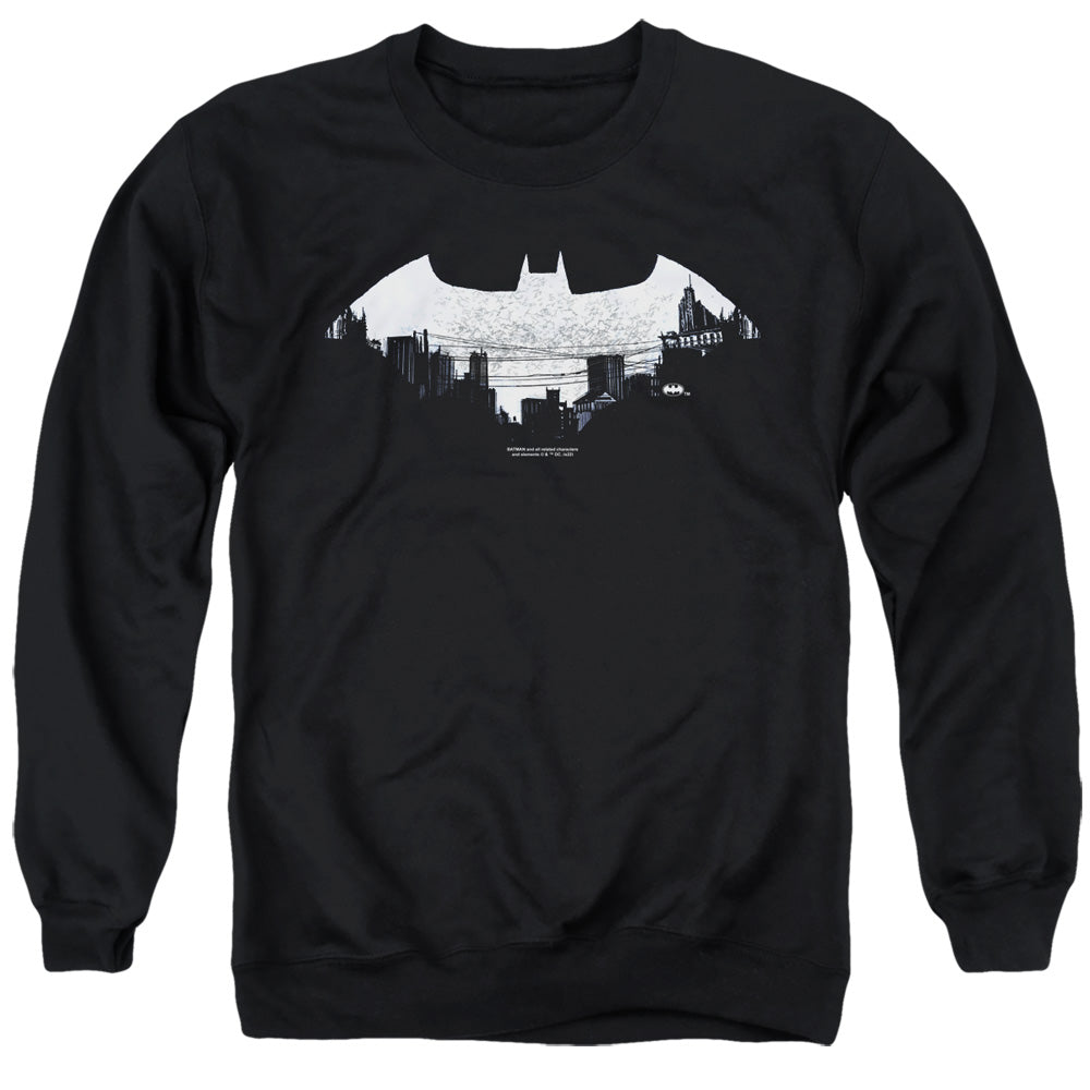 Batman Bat Logo Cityscape Crewneck Sweatshirt