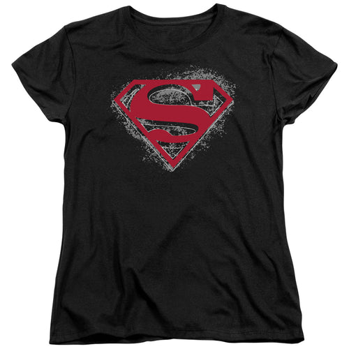 Superman Hardcore Noir Shield Womens T-Shirt