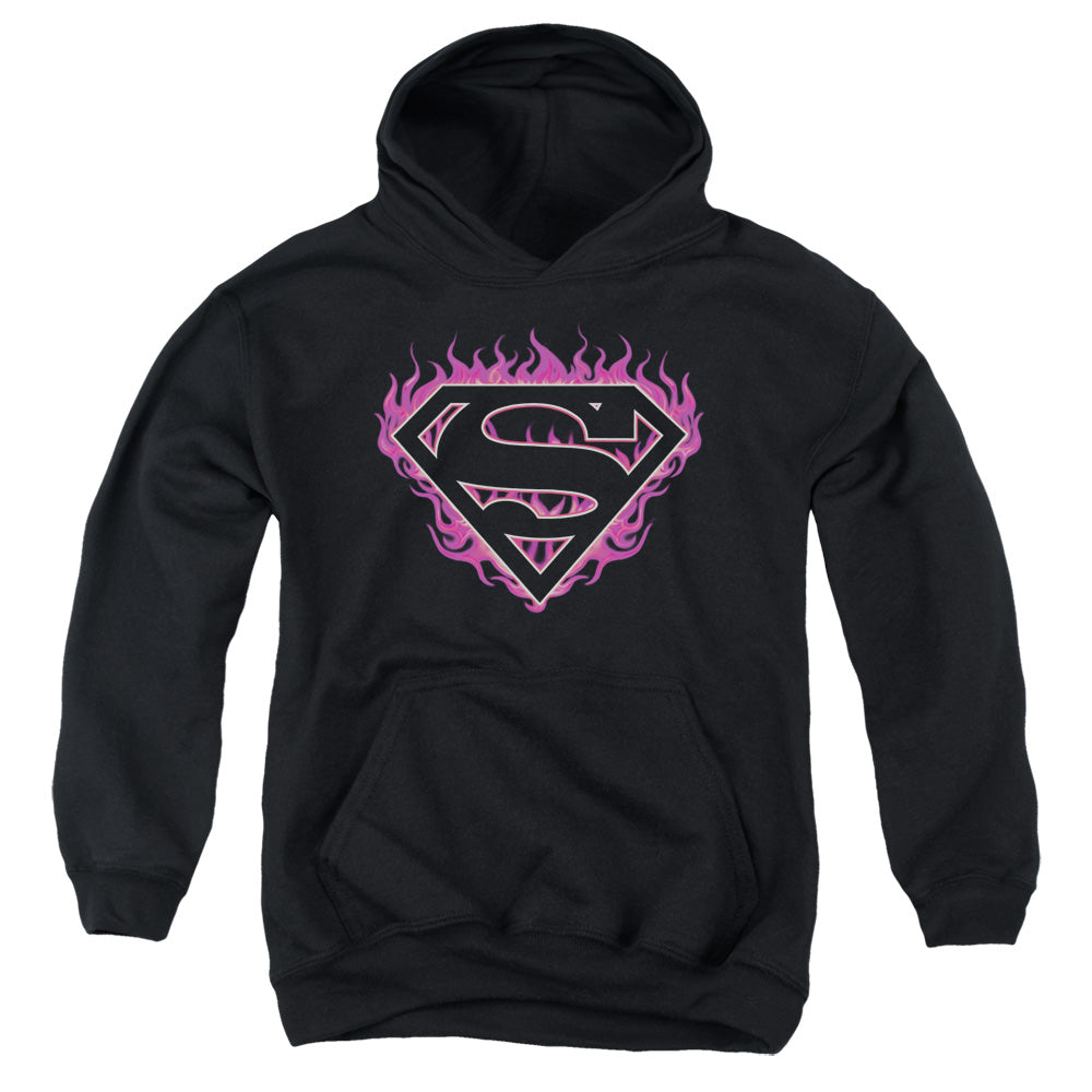 Superman Fuchsia Flames Youth Hoodie