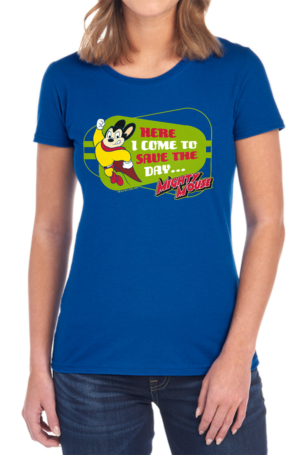 Mighty Mouse Here I Come Womens T-Shirt