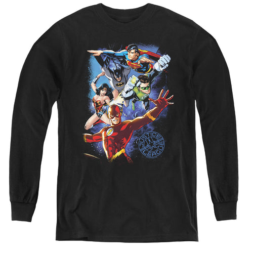 Justice League Galactic Attack Color Youth Long Sleeve T-Shirt