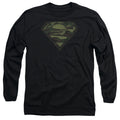 Superman Camo Logo Distressed Long Sleeve T-Shirt