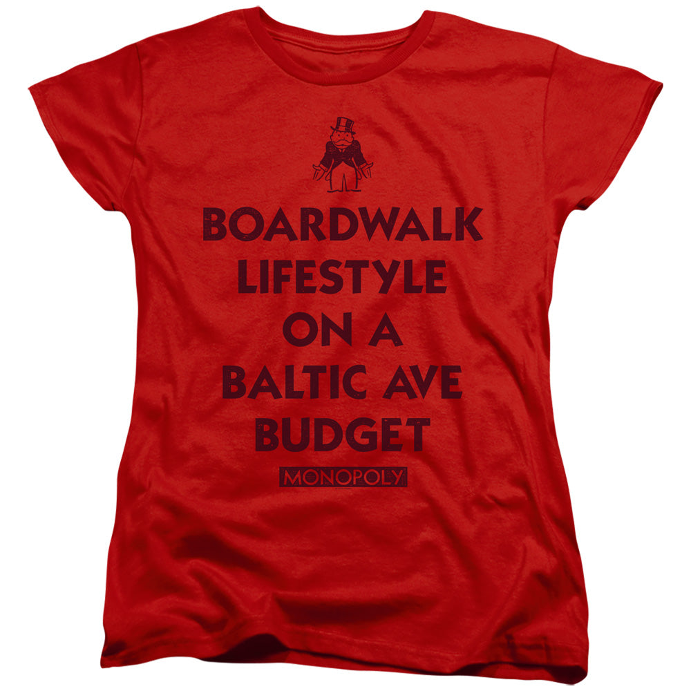 Monopoly Lifestyle vs Budget Red Womens T-Shirt