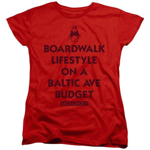 Monopoly Lifestyle vs Budget Red Womens T-Shirt