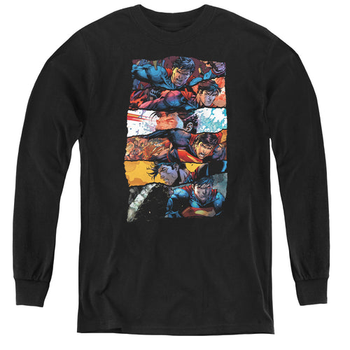 Superman Torn Collage Youth Long Sleeve T-Shirt