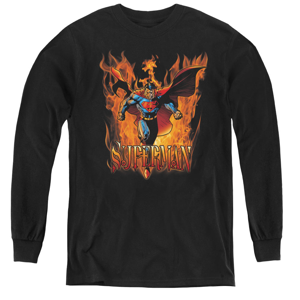 Superman Through the Fire Youth Long Sleeve T-Shirt