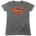 Superman Vintage Shield Collage Charcoal Womens T-Shirt