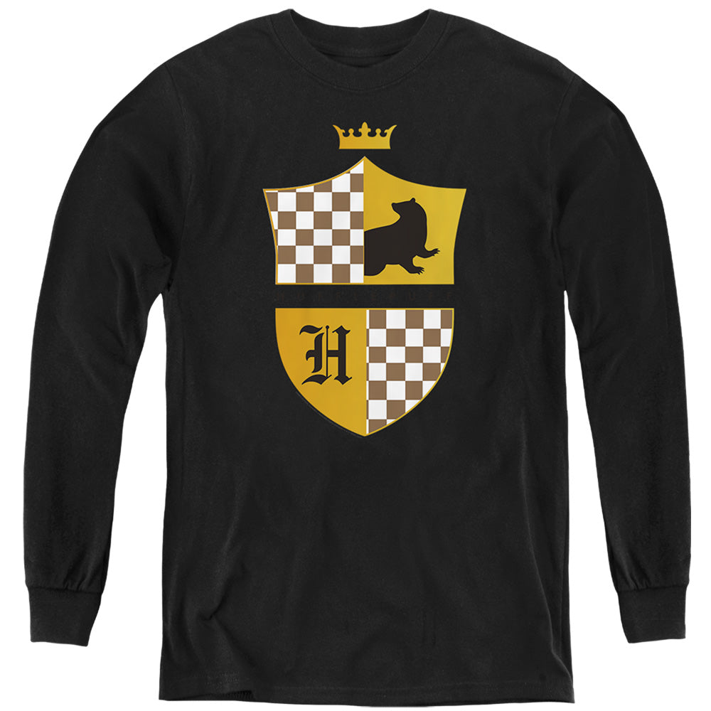 Harry Potter Hufflepuff Checkered Shield Crest Youth Long Sleeve T-Shirt