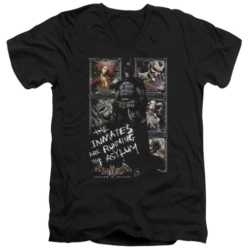 Batman Running The Asylum V-Neck T-Shirt