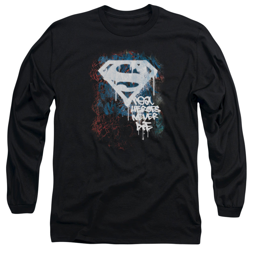 Superman Real Heroes Never Die Long Sleeve T-Shirt