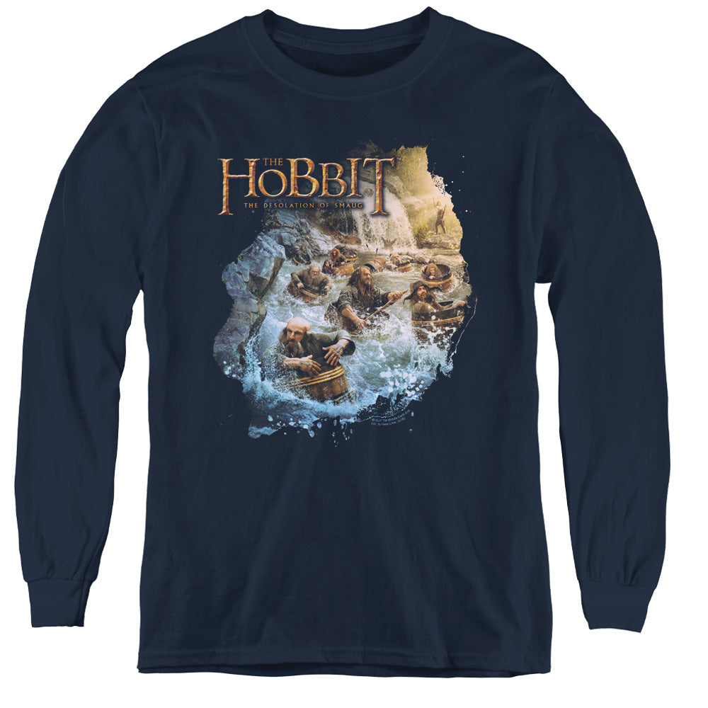 The Hobbit Barreling Down Youth Long Sleeve T-Shirt