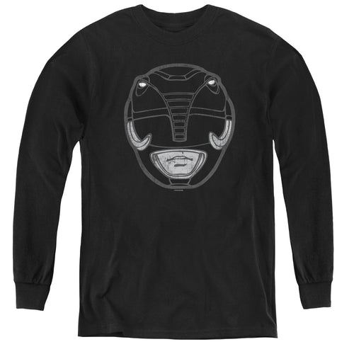Mighty Morphin Power Rangers Black Ranger Mask Youth Long Sleeve T-Shirt
