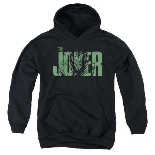 The Batman Joker Text on Black Youth Hoodie