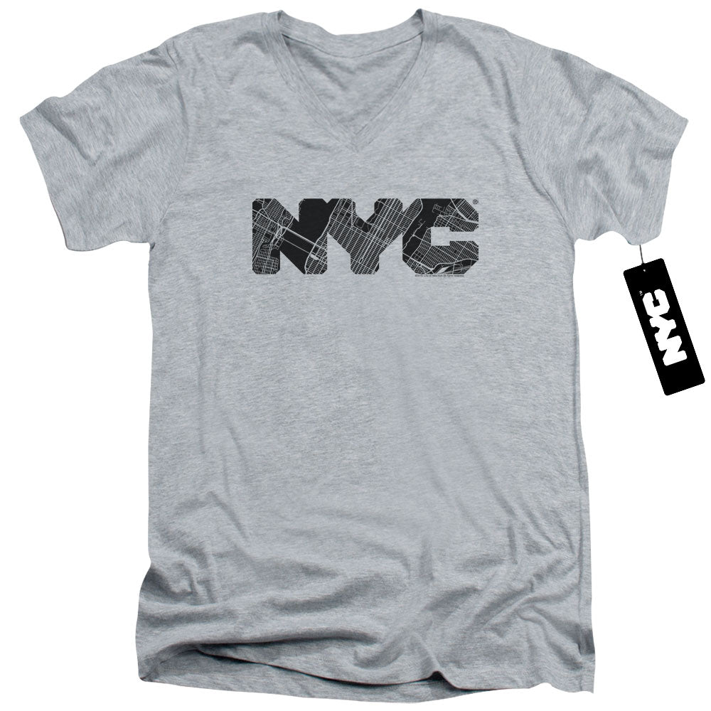 New York City Map Fill V-Neck T-Shirt