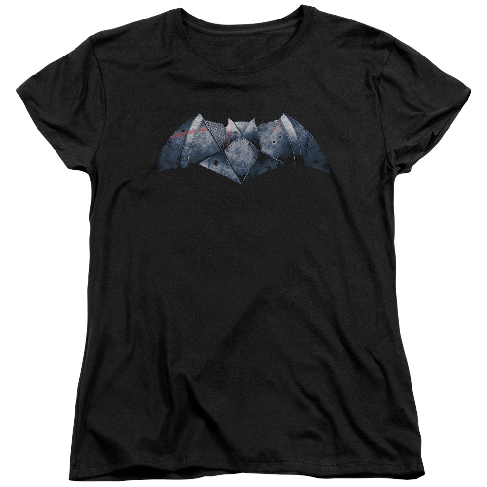 Batman v Superman Plated Bat Logo Womens T-Shirt