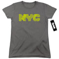New York City Map Fill Charcoal Womens T-Shirt
