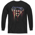 Superman Bleeding Shield Black Youth Long Sleeve T-Shirt