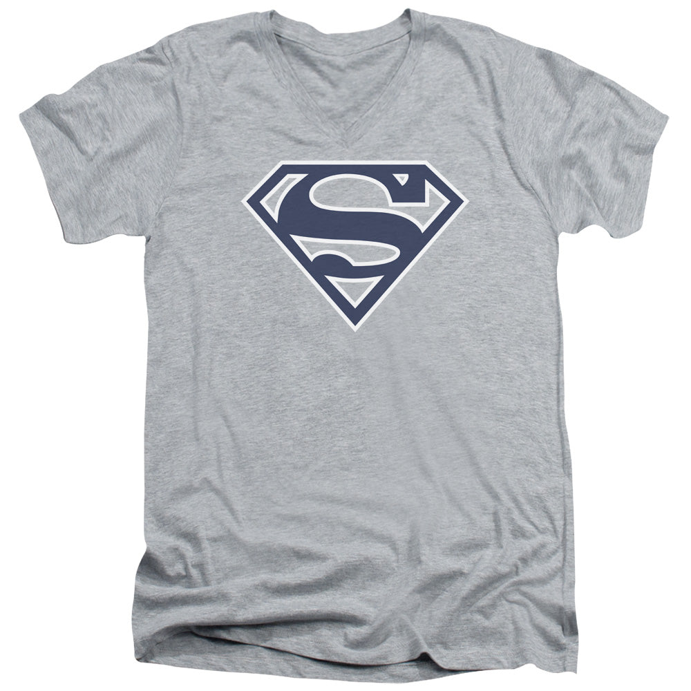 Superman Navy & White Shield Athletic Heather V-Neck T-Shirt