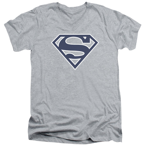 Superman Navy & White Shield Athletic Heather V-Neck T-Shirt