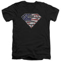 Superman All American Shield Black V-Neck T-Shirt