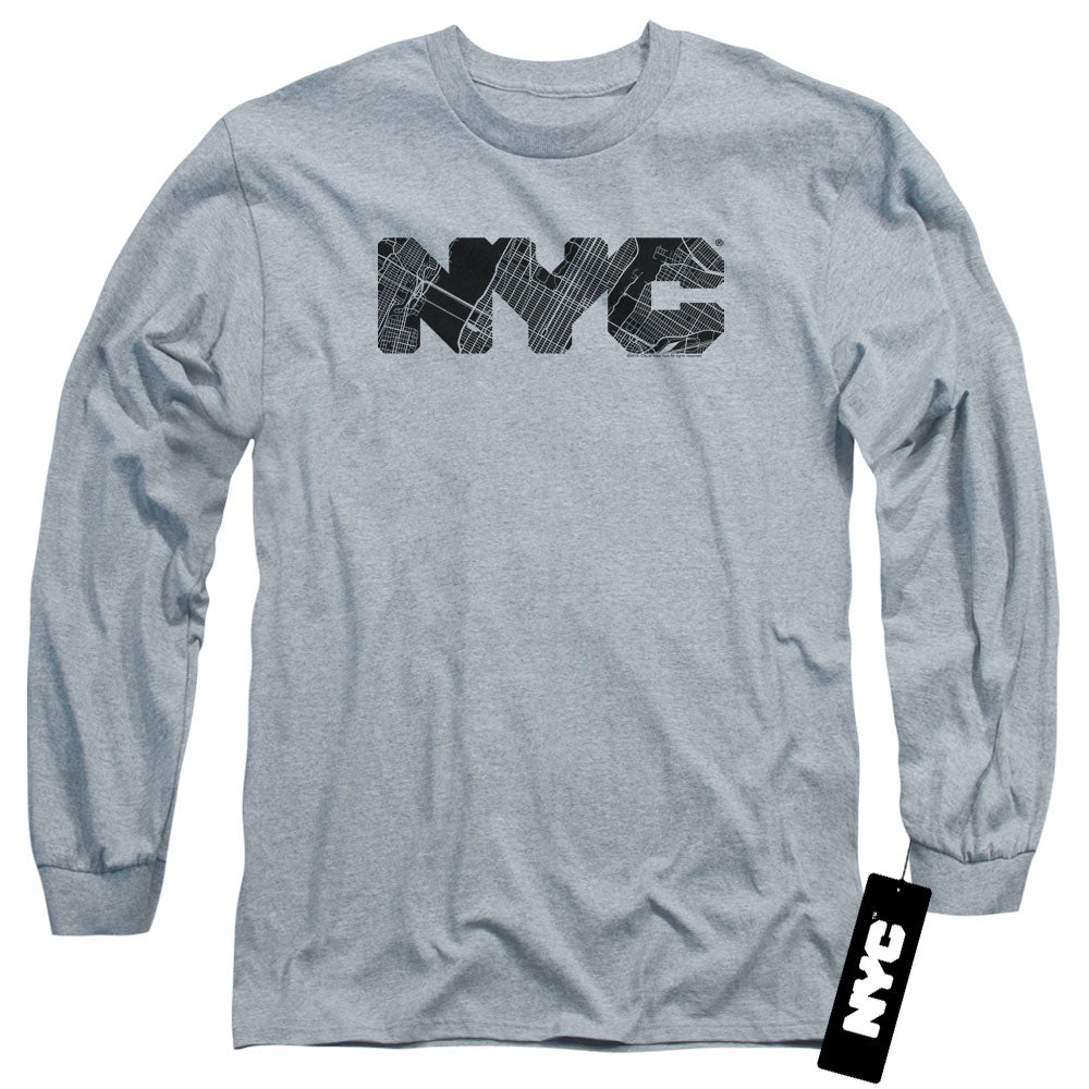 New York City Map Fill Long Sleeve T-Shirt