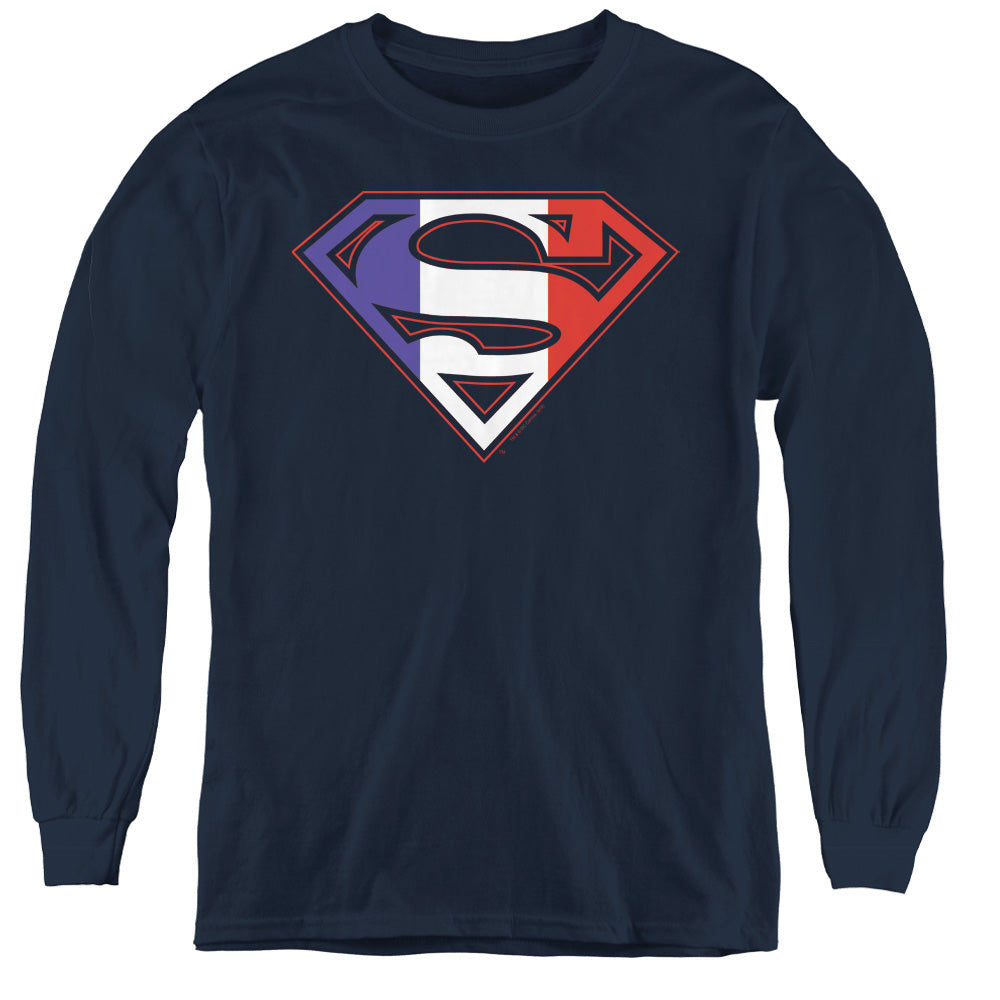 Superman French Shield Youth Long Sleeve T-Shirt