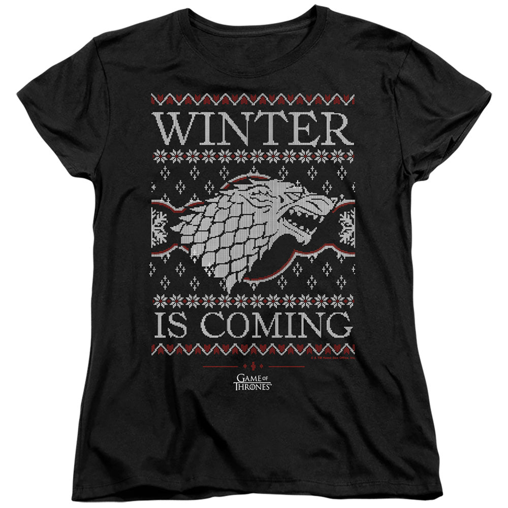 Game of Thrones Winter Is Coming Ugly Christmas Womens T-Shirt