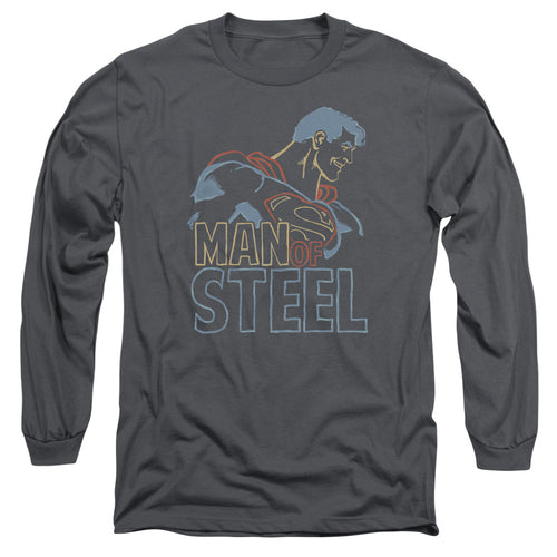 Superman Colored Lines Long Sleeve T-Shirt